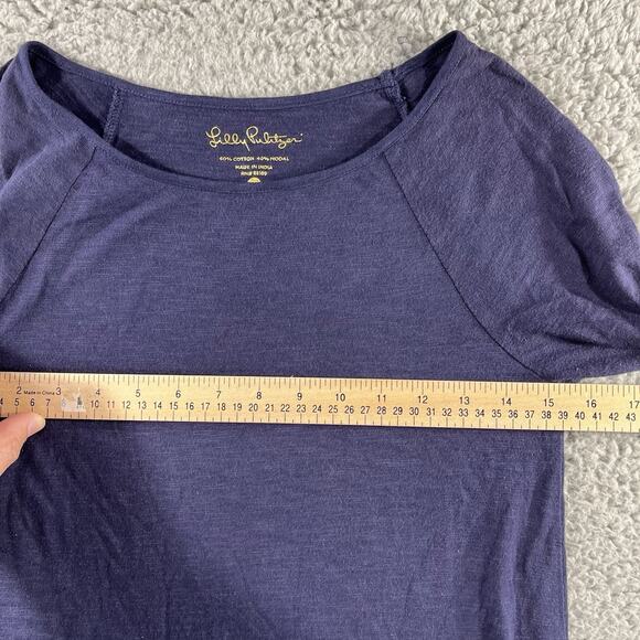 LILLY PULITZER SOPHIE DRESS WOMENS XXS BLUE ROLL TAB SLEEVES COTTON MODAL LIGHT - Picture 6 of 8